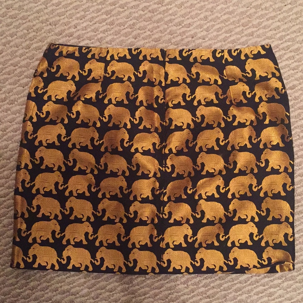 J CREW sz 2 elephant gold & black jacquard SKIRT - Picture 5 of 6